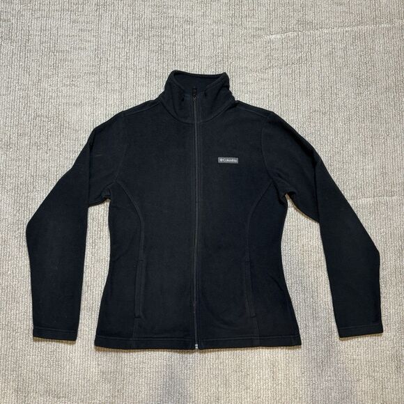 Columbia Fleece Jacket Womens Medium Black Fleece Full Zip Pockets Outdoors - Picture 1 of 6